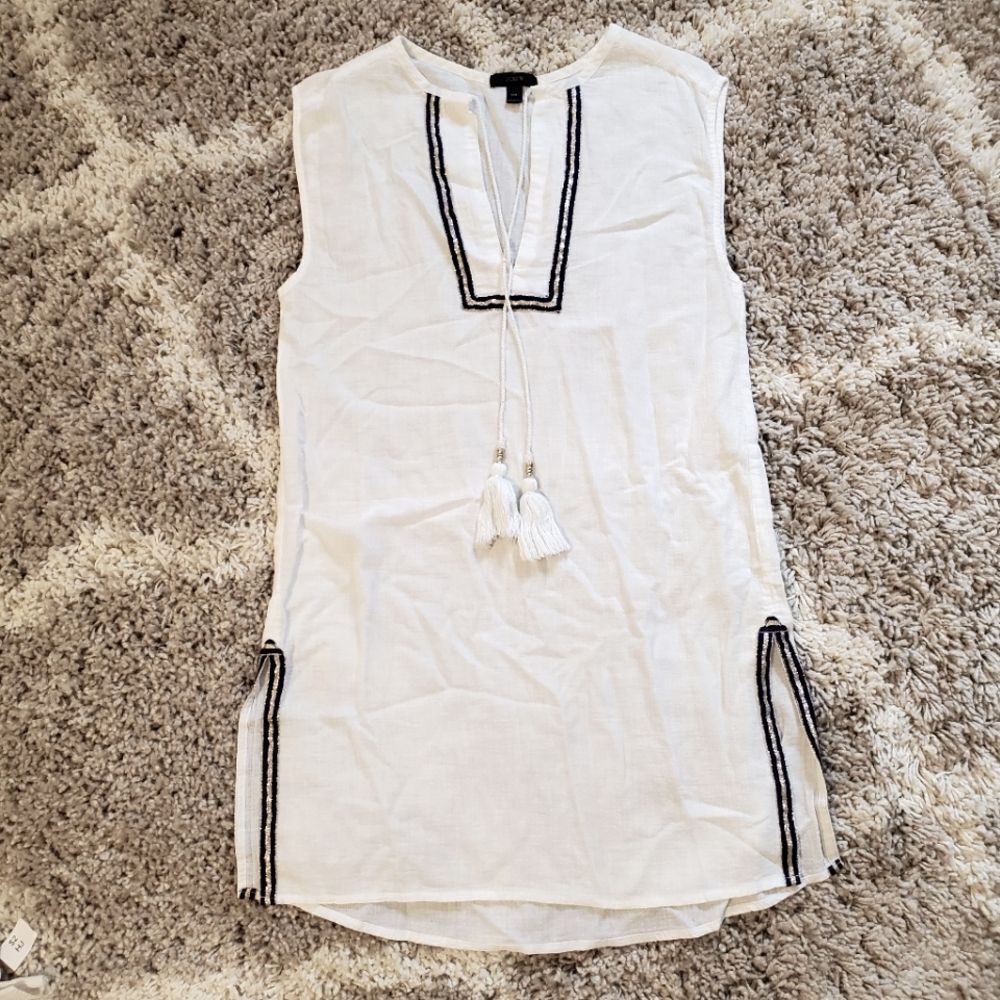 J. Crew White Mini Dress with Black Trim